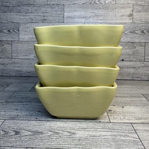 Sur La Table Serving Bowls (4) 5" Square Yellow Oven Micro Safe Portugal Holiday - Picture 1 of 10